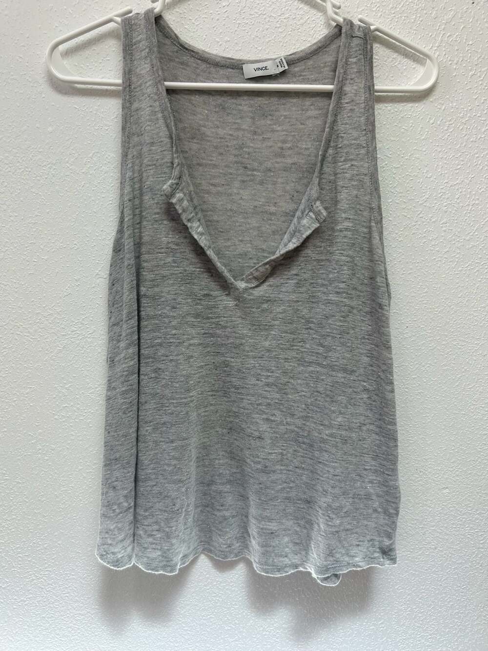 Vince 100% Linen Split-Neck Relaxed Tank Top